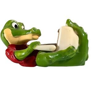 VTG 1992 Ferrero Resting Crocodile at Computer Figurine 1-1/2"L x 3/4"H x 7/8"W